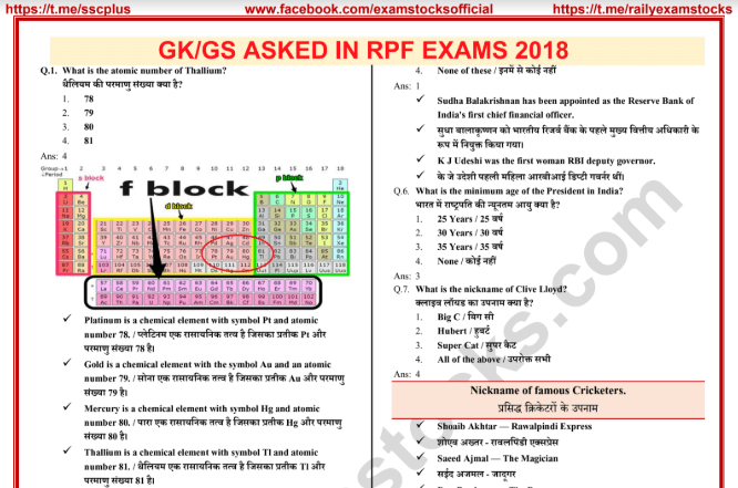 In RPF Exam 2018-19 PDF Download