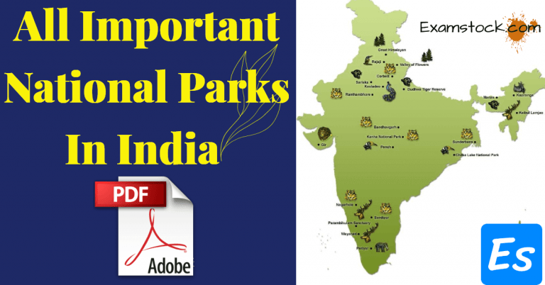 All Important National Parks In India PDF Download