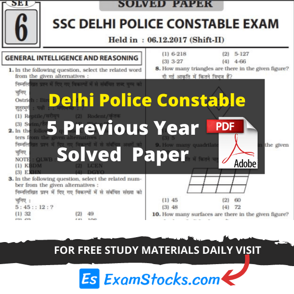 Delhi Police Constable Solved Papers PDF