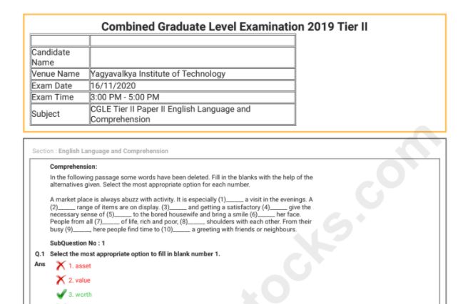 SSC CGL Tier 2 Question Paper 2019 PDF Of All Shifts