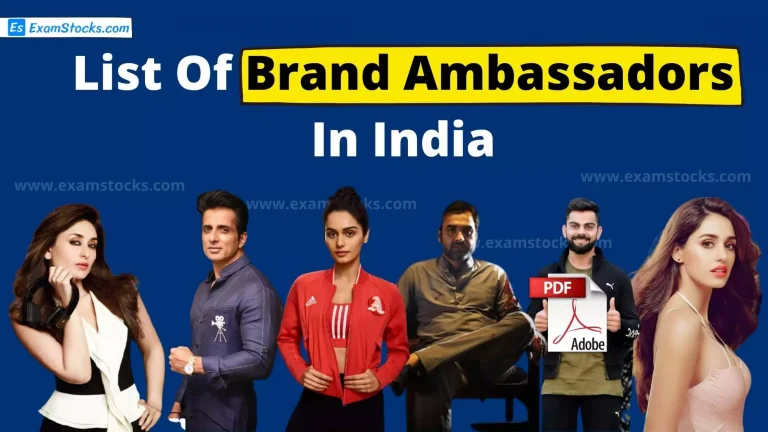 Latest List Of Brand Ambassadors In India PDF 2022