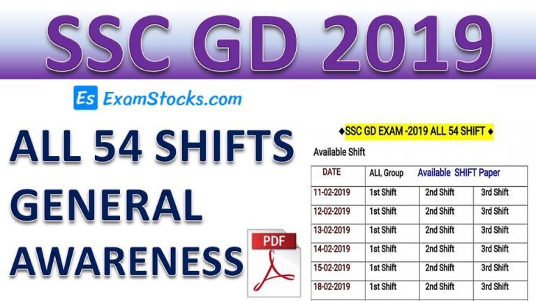 SSC GD Constable 2019 All Shift GK PDF In Hindi