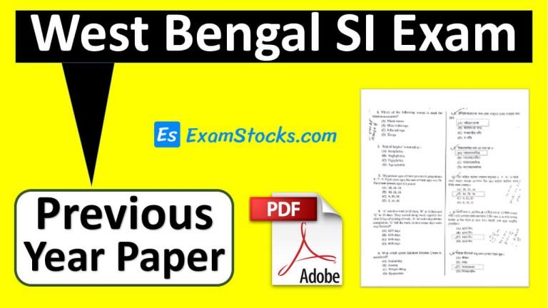 West Bengal Police SI Previous Question Paper PDF Download