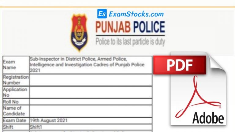 Punjab Police Previous Year Question Paper PDF All Shifts