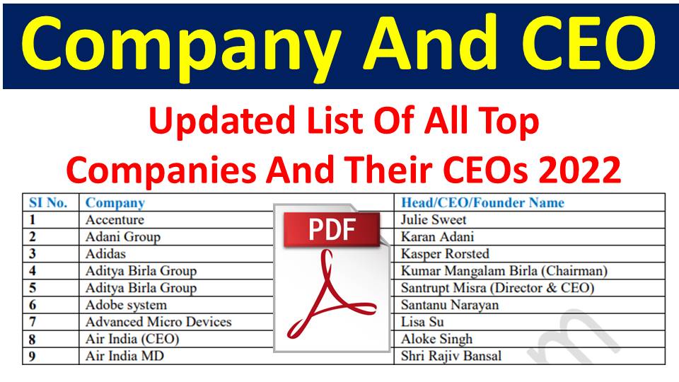 List of Companies and Their CEO 2022 PDF
