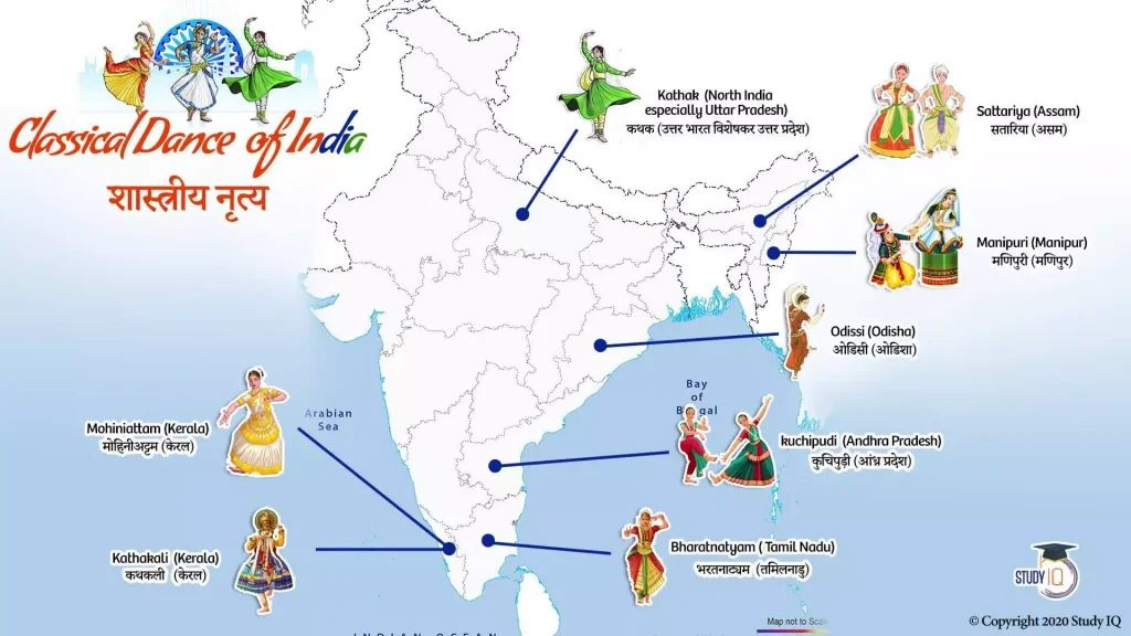 Classical Dances Of India Map