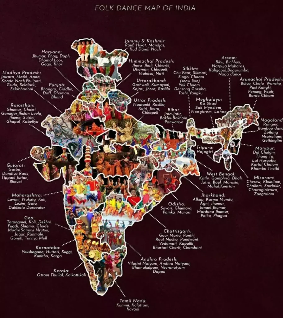 Folk Dances of India Map