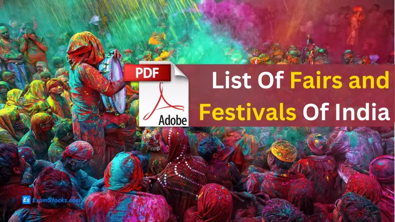 List Of Fairs and Festivals Of India PDF State & Season Wise