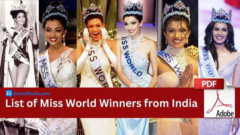List of Miss World Winners from India (1951-2023)