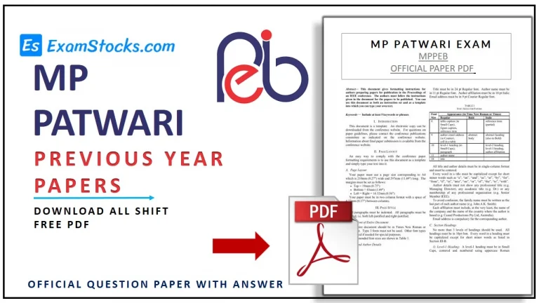 MP Patwari Previous Year Papers PDF, Download Here