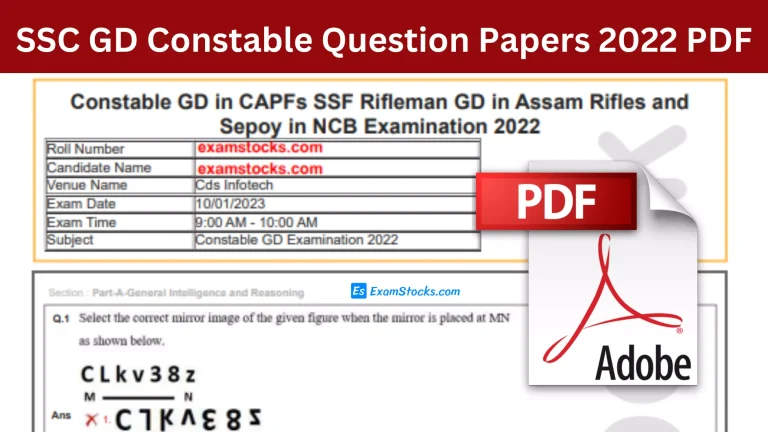 SSC GD Constable Question Paper 2022 PDF All Shifts