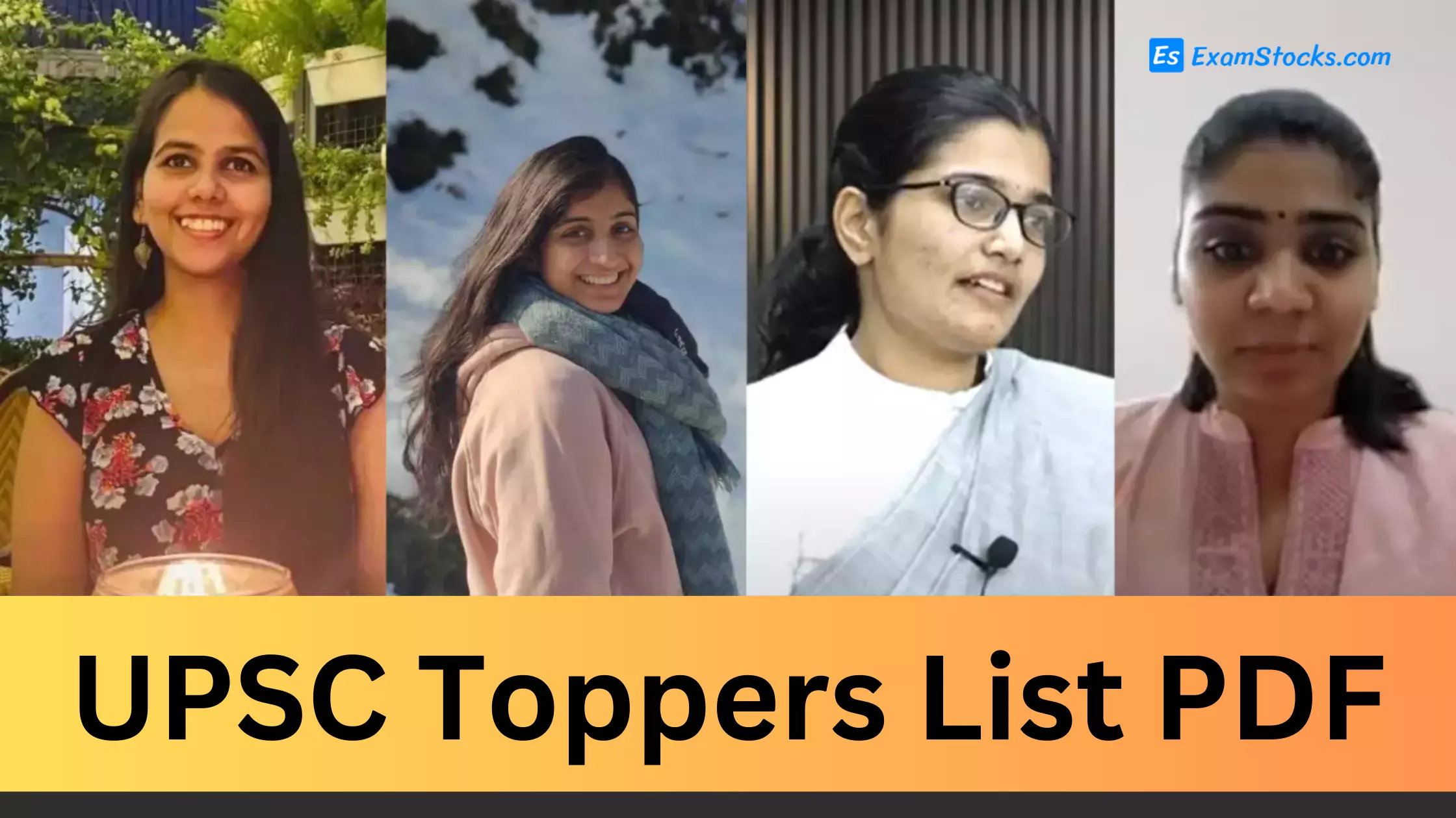UPSC Toppers List PDF 2023, Six Girls in Top 10 Exam Stocks