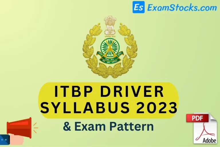 ITBP Driver Syllabus & Exam Pattern PDF