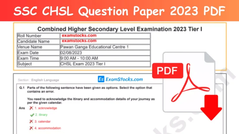 SSC CHSL Question Paper 2023 PDF & Answer Key All Shifts