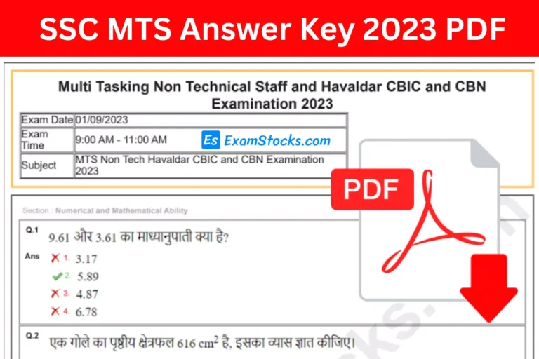 SSC MTS Answer Key 2023 PDF All Shifts
