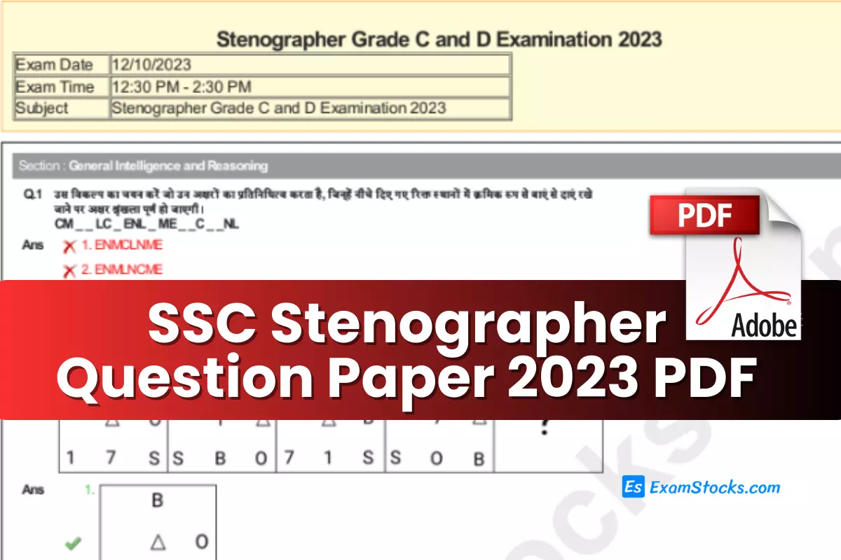 SSC Stenographer Question Paper 2023 PDF All Shifts