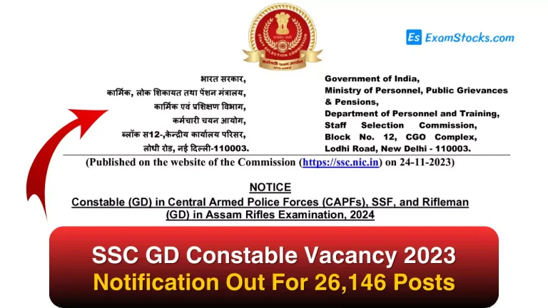 SSC GD Constable Vacancy 2023 Notification Out For 26146 Posts