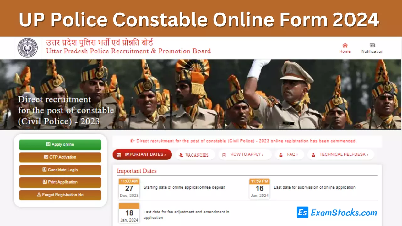 UP Police Constable Online Form 2024