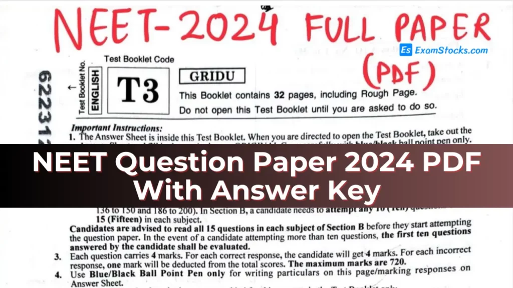 NEET Question Paper 2024 PDF